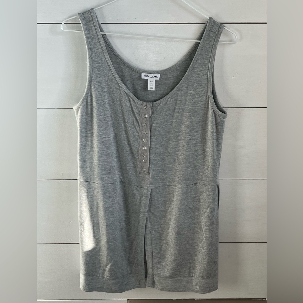 Tribal Jeans Gray Sleeveless Top
